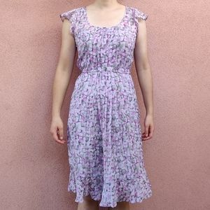 Talbots silk chiffon purple ruffle midi dress